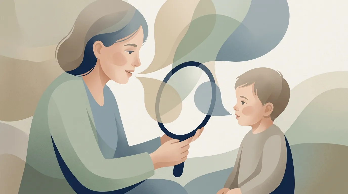 Soft editorial condition visual for speech-delay therapy planning information.