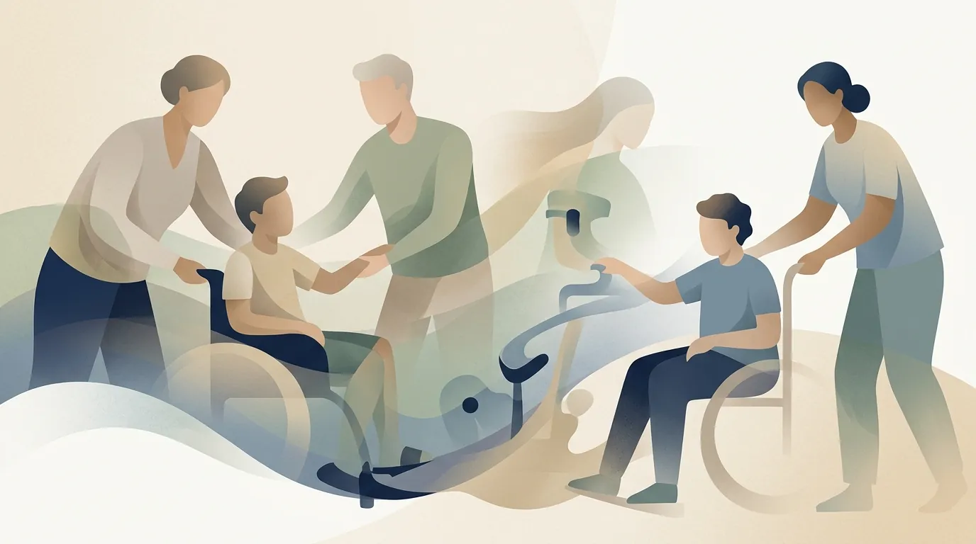 Soft editorial condition visual for cerebral palsy therapy planning information.