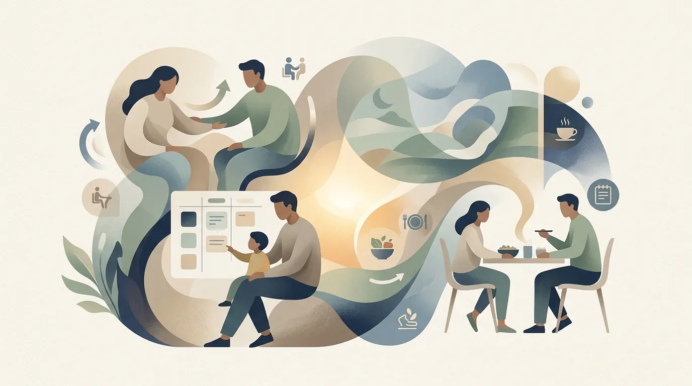 Soft editorial visual representing occupational therapy support for daily routines and participation.