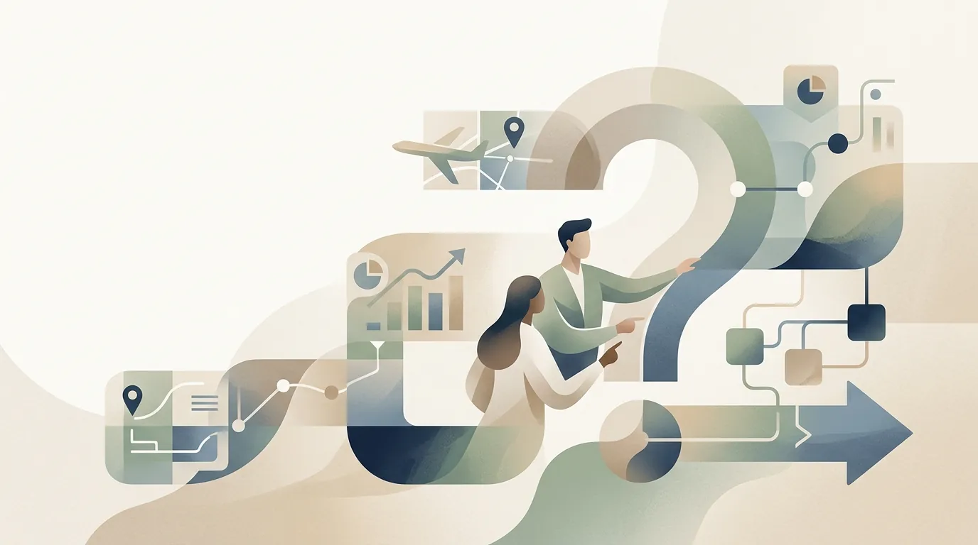 Soft editorial visual representing help, FAQs, and calm orientation for families.