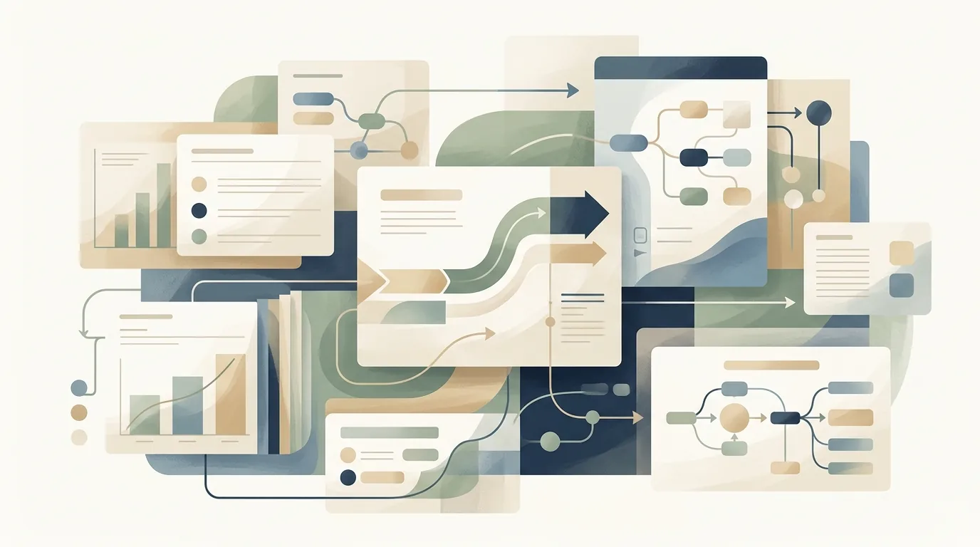 Soft editorial resource-system visual for downloads, glossaries, and planning references.